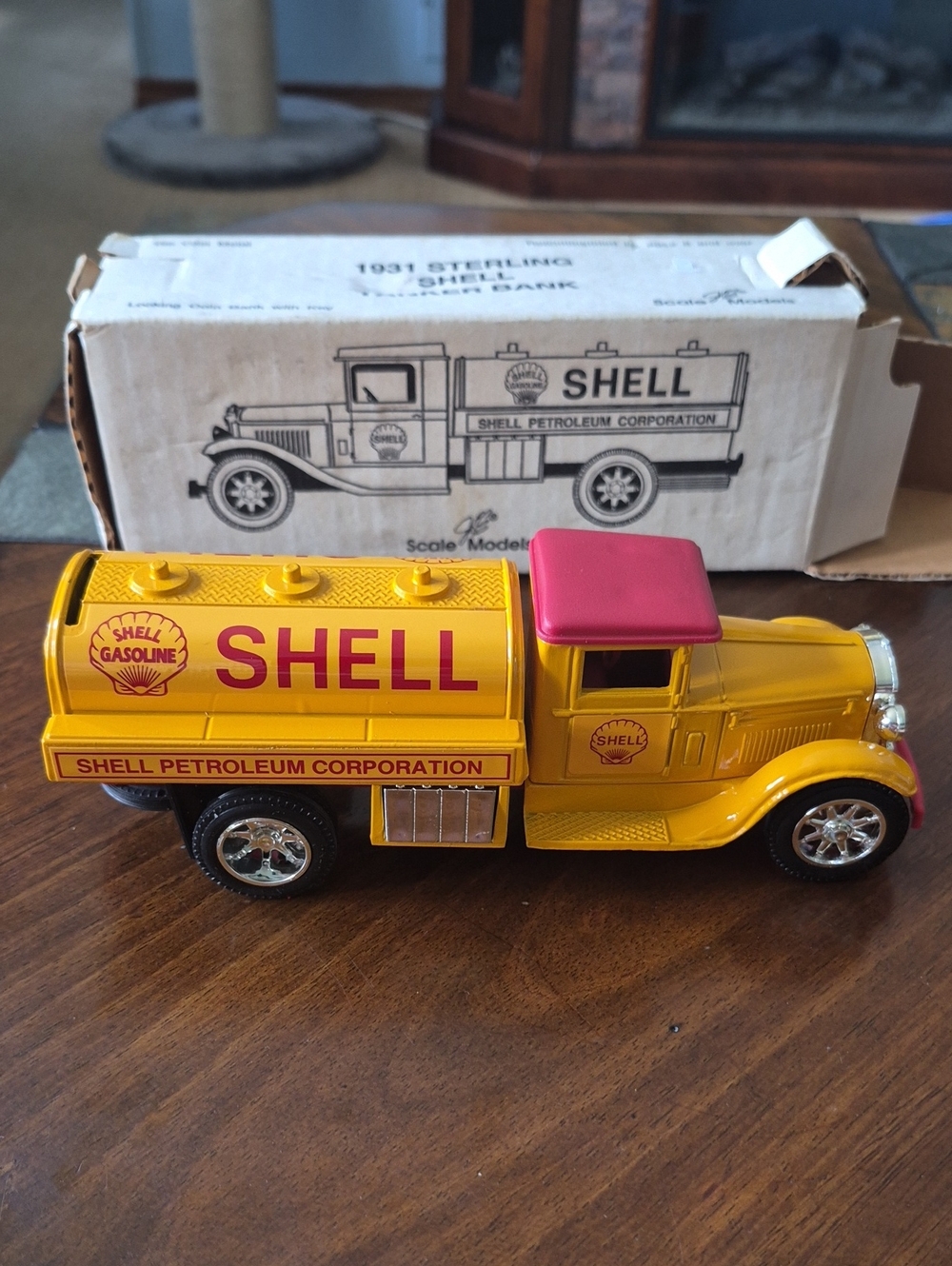 Yellow & Red Toy Tanker Bank Truck for Kids